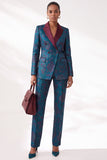 Fatos de lapela Jacquard Peak Azul Escuro