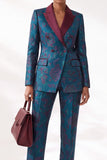 Fatos de lapela Jacquard Peak Azul Escuro