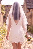Vestido de Noiva Curto Elopement 3D com Flor 3D Branco Sheath