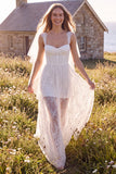 Vestido de Noiva Espartilho Branco Sweetheart Maxi Elopement com renda