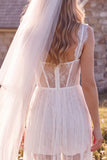 Vestido de Noiva Espartilho Branco Sweetheart Maxi Elopement com renda