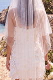 Vestido de Noiva Mini Elopement Branco de Decote em V com Flor 3D