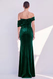 Vestido formal de sereia com veludo desalinhado em Borgonha