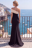 Vestido formal longo de sereia assimétrica preto e branco