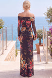 Vestido formal floral franzido floral sem alças de flor rosa vermelha com fenda