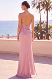 Blush Decote Halter Lantejoulas Bordado Vestido Formal Longo Sereia Franzido