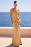 Blush Decote Halter Lantejoulas Bordado Vestido Formal Longo Sereia Franzido
