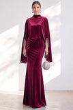 Vestido de Mãe da Noiva com veludo de veludo de sereia borda