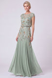 Vestido Batueau Mãe da Noiva Longo Linha A com Missangas Azul-Marinho