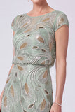 Vestido Batueau Mãe da Noiva Longo Linha A com Missangas Azul-Marinho