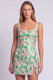 Vestido de Mini-Homecoming Bodycon Bodycon com gola quadrada em Pérolas Florais Azul-Claras, com Fenda