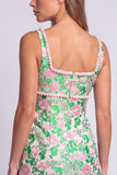 Vestido de Mini-Homecoming Bodycon Bodycon com gola quadrada em Pérolas Florais Azul-Claras, com Fenda