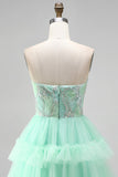 Vestido curto de regresso a casa, vestido curto de regresso a casa verde menta com folhos com folhos