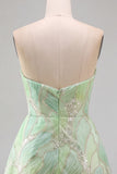 Vestido Curto de Regresso a Casa Verde Verde Menta com Lantejoulas Linha A