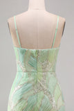 Vestido curto bodycon bodycon de regresso a casa, lantejoulas verde-menta, decote em V,