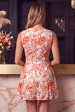 Vestido Curto de Finalistas Azul com Gola Redonda, Estampado em A,