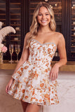 Vestido de Finalistas de Finalistas com Espartilhos de Flor Azul com Espartilhos A-Line A-Line com Folhos