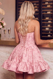 Espartilho verde escuro Bordado floral A-Line sem alças Vestido Curto de Regresso a Casa