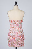 Vestido Mini de Regresso a Casa Bodycon Brushed Brush, Rosa Aplicada e Floral