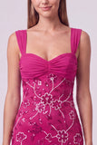 Vestido Curto de Boas-Vindas, Bodycon Floral Franzido, Azul Celeste, com Lantejoulas