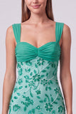 Vestido Curto de Boas-Vindas, Bodycon Floral Franzido, Azul Celeste, com Lantejoulas