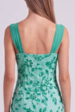Vestido Curto de Boas-Vindas, Bodycon Floral Franzido, Azul Celeste, com Lantejoulas