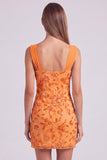 Vestido Curto de Boas-Vindas, Bodycon Floral Franzido, Azul Celeste, com Lantejoulas
