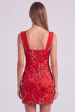 Vestido Curto de Boas-Vindas, Bodycon Floral Franzido, Azul Celeste, com Lantejoulas