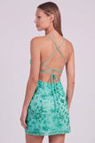 Vestido curto de regresso a casa, vestido curto com lantejoulas cor-de-rosa floral bodycon, lantejoulas e renda nas costas