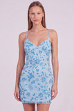Vestido curto de regresso a casa, vestido curto com lantejoulas cor-de-rosa floral bodycon, lantejoulas e renda nas costas