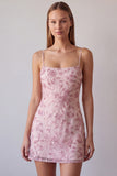 Vestido Curto de Homecoming com alças finas em fúcsia com alças finas, bodycon com missangas