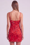 Vestido Curto de Homecoming com alças finas em fúcsia com alças finas, bodycon com missangas