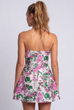 Vestido Floral Azul Claro Estampado em A-Line Strapless para o Regresso a Casa