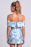 Vestido Curto de Boas-Vindas Verde, Bodycon Estampado Floral, Sem Alças