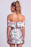 Vestido Curto de Boas-Vindas Verde, Bodycon Estampado Floral, Sem Alças