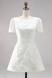 Vestido Curto de Chá de Noiva Bodycon Bodycon Jacquard Bateau Curto