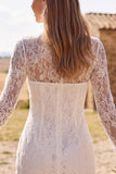 Vestido curto de duche de noiva Bodycon Illusion de Mangas Longas em Renda