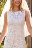 Vestido de duche de noiva midi floral com decote barco em renda em marfim