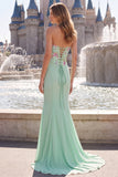 Vestido de Baile de Finalistas Longo Verde Sálvia Floral Verde Sálvia com Lantejoulas
