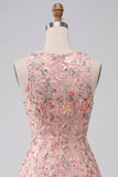 Vestido Curto de Regresso a Casa Curto Floral, Bordado em Linha A, com folhos e folhos