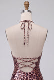 Vestido Mini de Regresso a Casa Bodycon Bodycon Estampado de Leopardo com Cordões