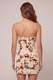 Vestido de regresso a casa, com estampado sem alças em veludo floral Champanhe Bodycon, com fechadura