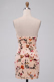 Vestido de regresso a casa, com estampado sem alças em veludo floral Champanhe Bodycon, com fechadura