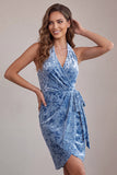 Vestido de Homecoming Midi Midi Aperto Bodycon Azul Ardósia Bodycon Cabeça