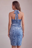 Vestido de Homecoming Midi Midi Aperto Bodycon Azul Ardósia Bodycon Cabeça