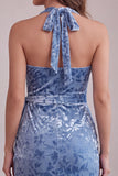 Vestido de Homecoming Midi Midi Aperto Bodycon Azul Ardósia Bodycon Cabeça