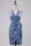 Vestido de Homecoming Midi Midi Aperto Bodycon Azul Ardósia Bodycon Cabeça