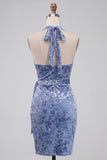 Vestido de Homecoming Midi Midi Aperto Bodycon Azul Ardósia Bodycon Cabeça