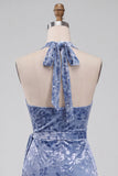 Vestido de Homecoming Midi Midi Aperto Bodycon Azul Ardósia Bodycon Cabeça
