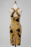 Vestido de Convidado de Casamento Midi Floral Midi Amarelo Amarelo Gengibre
